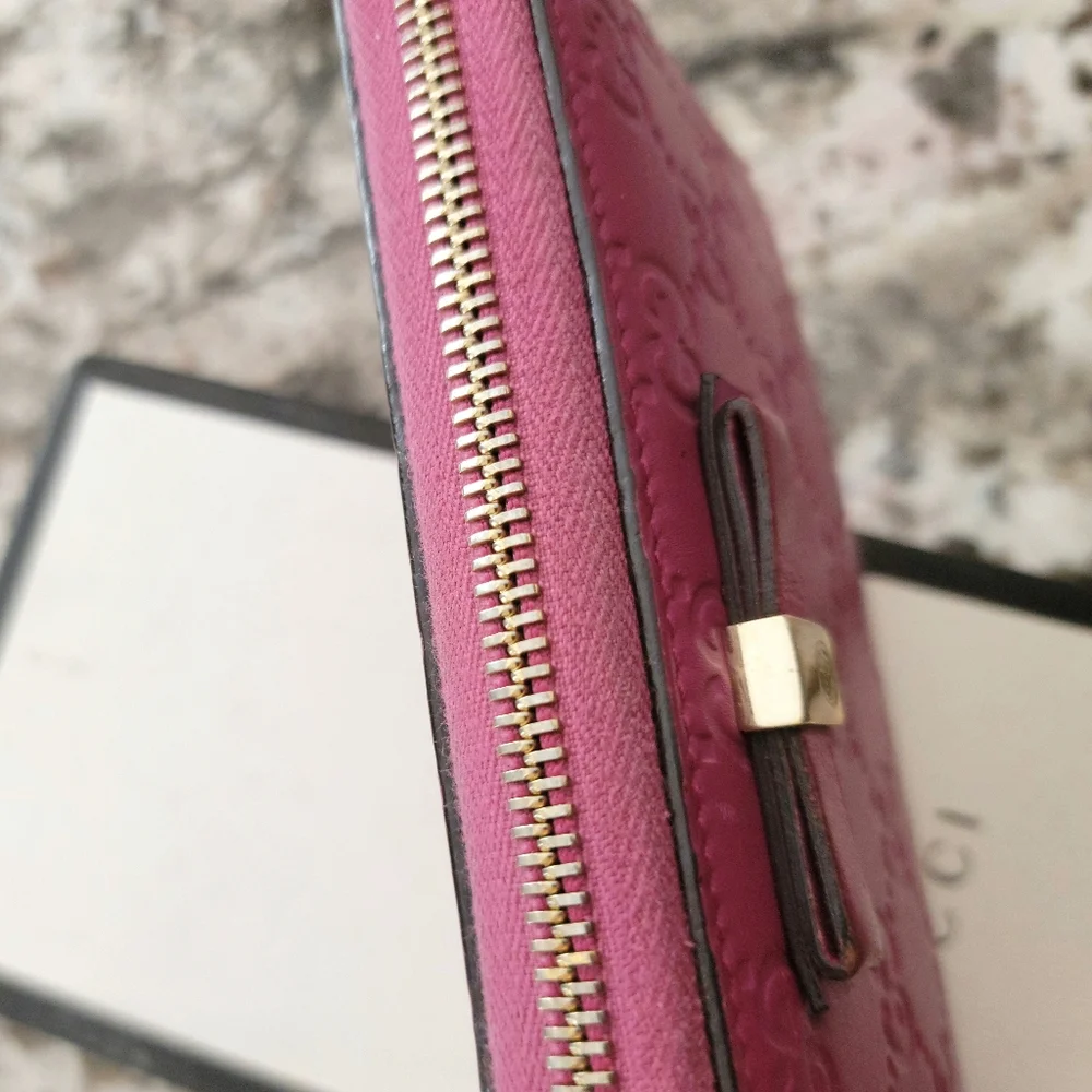 💖GUCCI Shima GG Guccissima Logo Leather Zippy Around Long Wallet  /N2464 - Picture 8 of 11